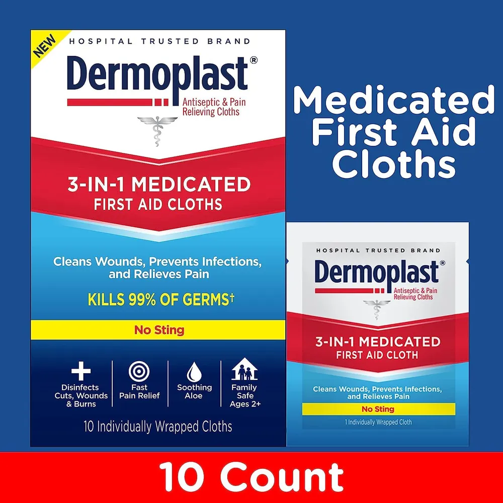 Free Dermoplast 3-in-1 Medicated First Aid Cloths