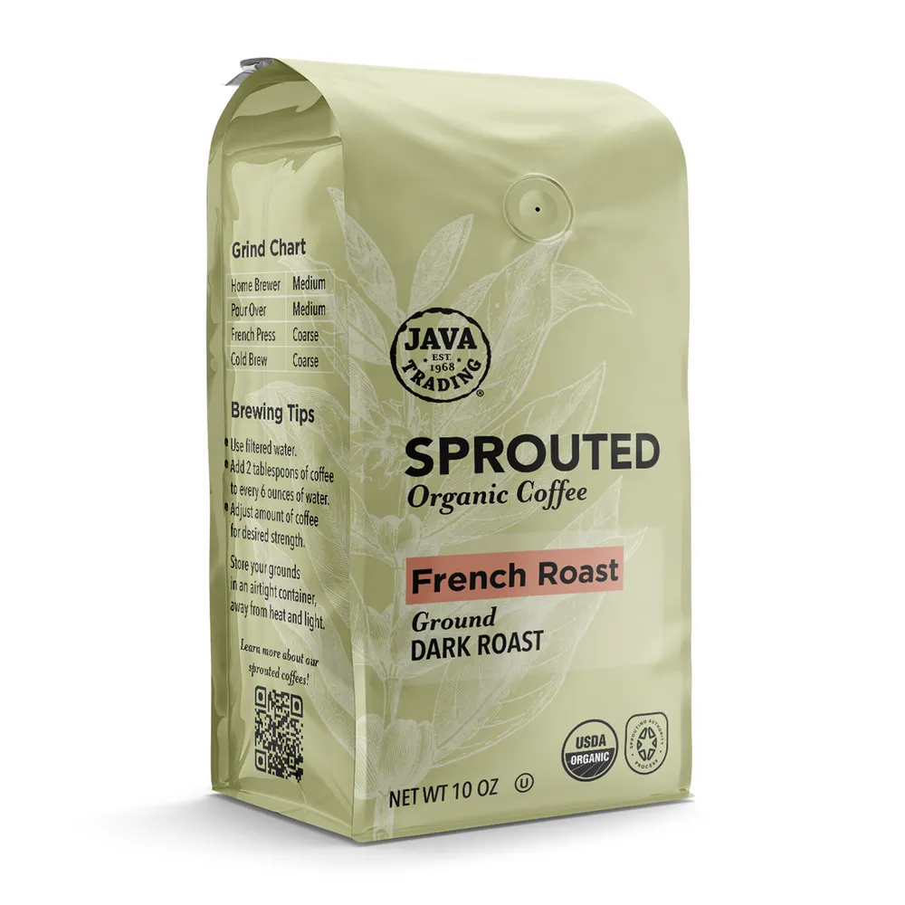 Free Java Trading Sprouted Organic French Roast Ground Coffee Sample From Freeosk