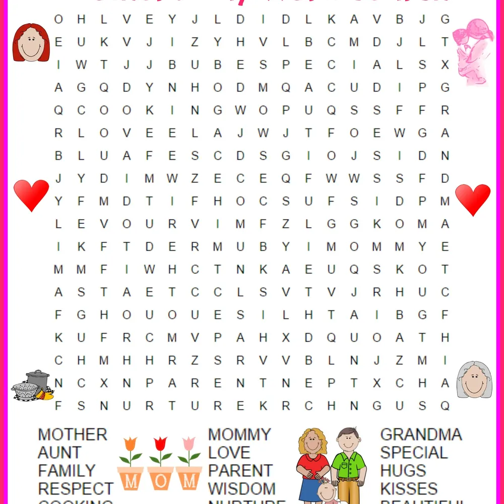 Free Mothers Day Word Searches From Logic Lovely
