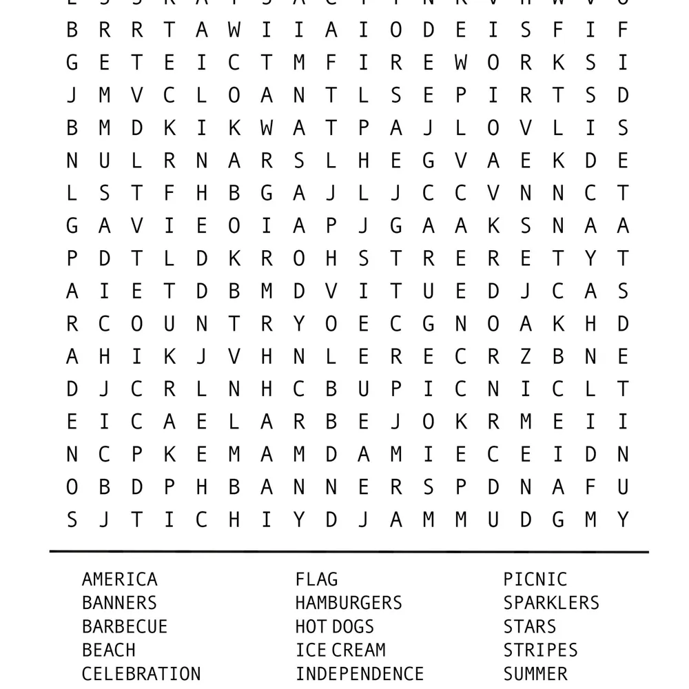 Free Printable July 4th Word Searches